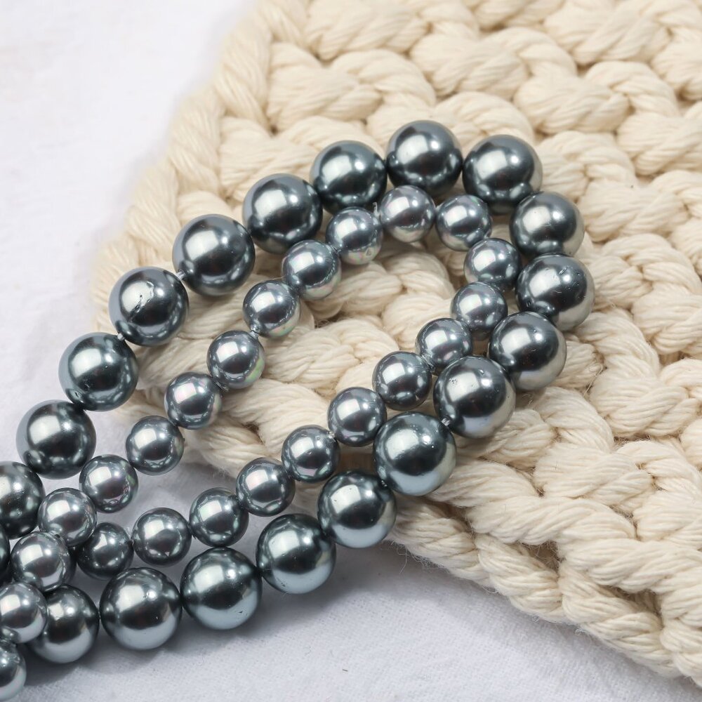 8mm Silver Tahitian Pearl Round Beads DIY Jewelry Making
